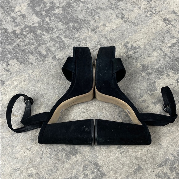 Larroude Dolly Sandal In Black Suede Platform Chunky Heels Sz 10 - Picture 10 of 16